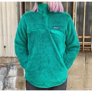 EUC Patagonia Women's Re-Tool Snap-T® Pullover Fleece Green Classic Sweater S‌
